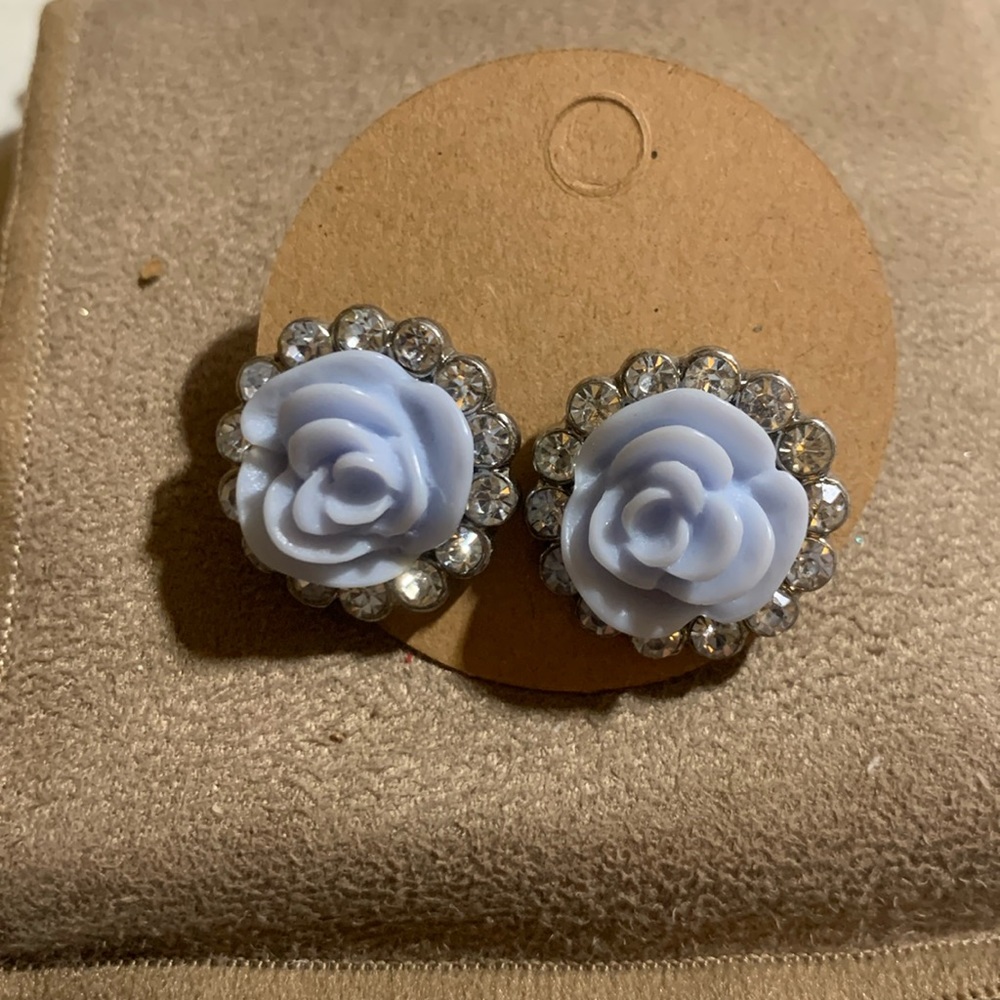⭐️*2/$10*⭐️ Baby Blue Rose and Gem earrings -BRAND NEW